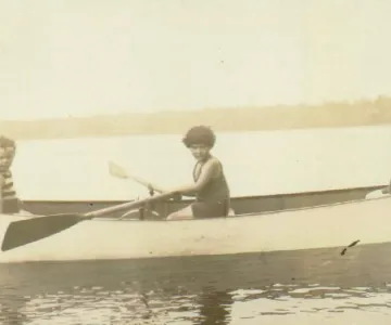3 kids in a canoe - throwback photo