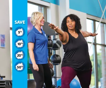 Pick your percent personal training sale - Woman working out with personal trainer